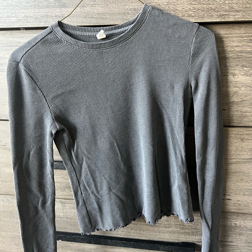 Grey waffle knit long sleeve
